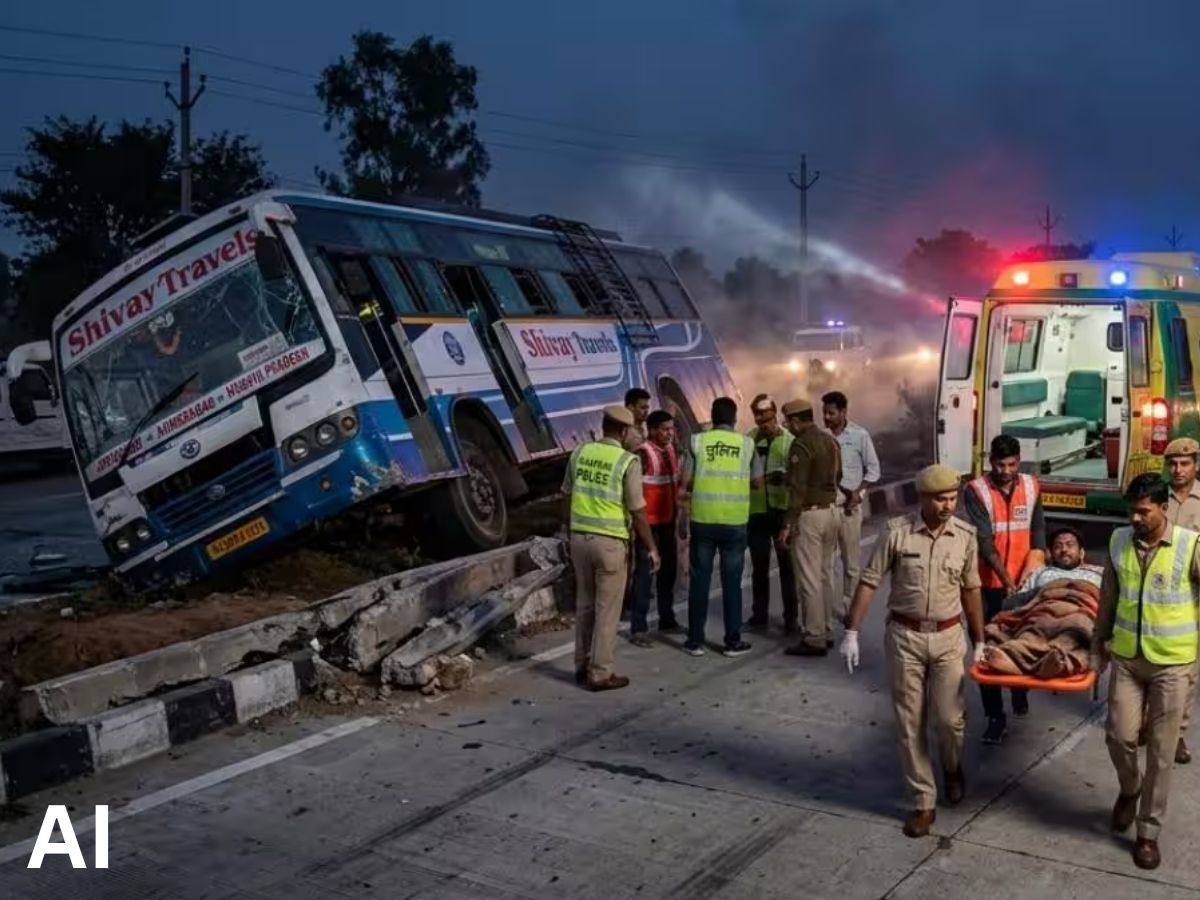 कोटा बस हादसा: 3 लोगों की मौत, दावा - बस के फ्रंट मिरर पर किसी ने पत्थर मारा