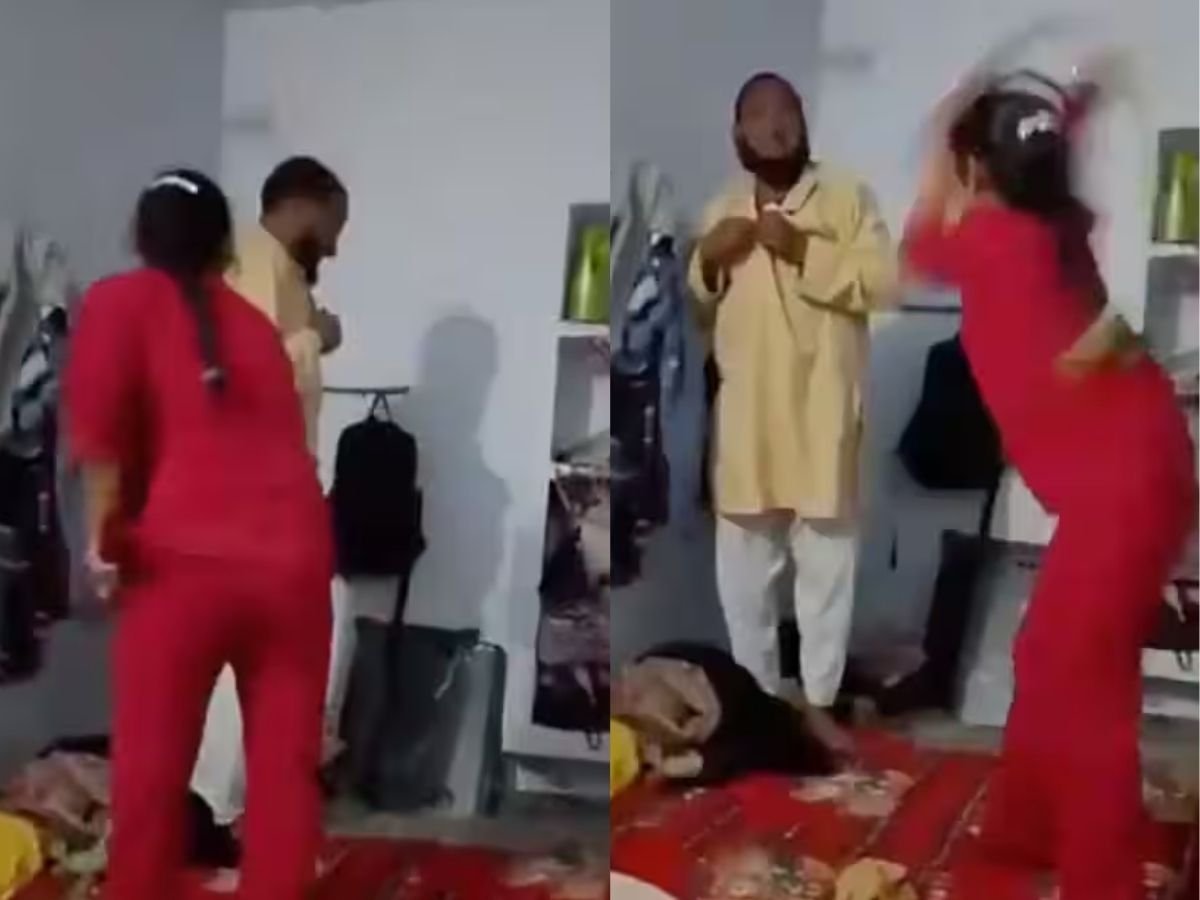 बेटी से गलत हरकत करने पर महिला ने मौलाना पर बरसाया हंटर