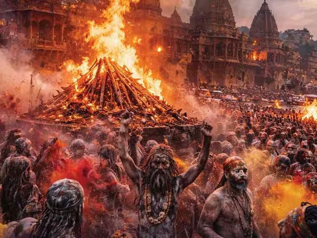 काशी में मसान की होली, गले में नरमुंडों की माला पहने नाचते दिखे सन्यासी