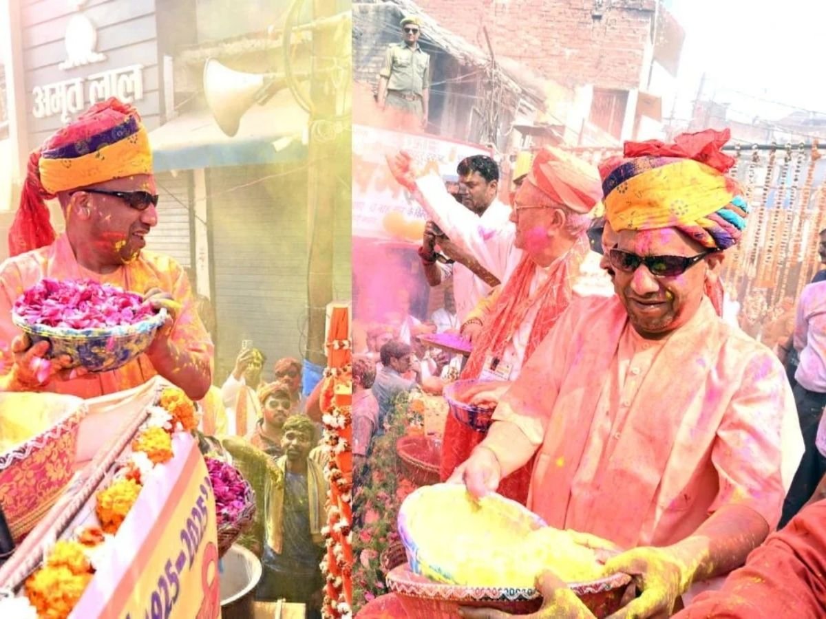 काला चश्मा पहनकर CM योगी ने खेली होली, UP में होली की धूम