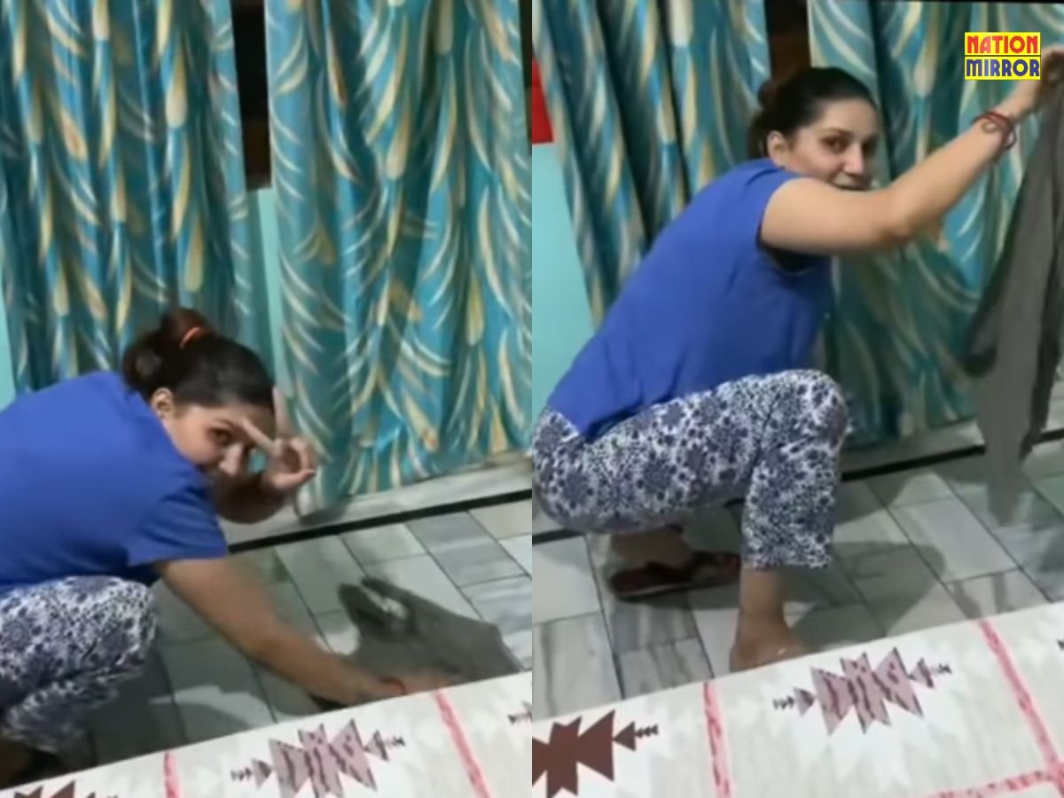 Sapna Dance Video Viral: सपना ने लगाया पोछा..वीडियों वायरल..