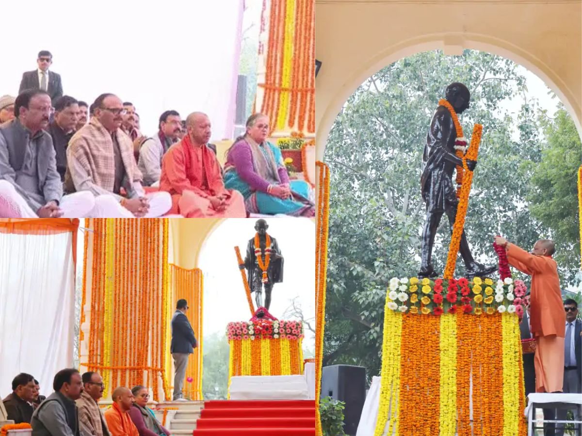 CM Yogi pays tribute to Gandhiji: लखनऊ में गांधीजी को सीएम योगी ने दी श्रद्धांजलि