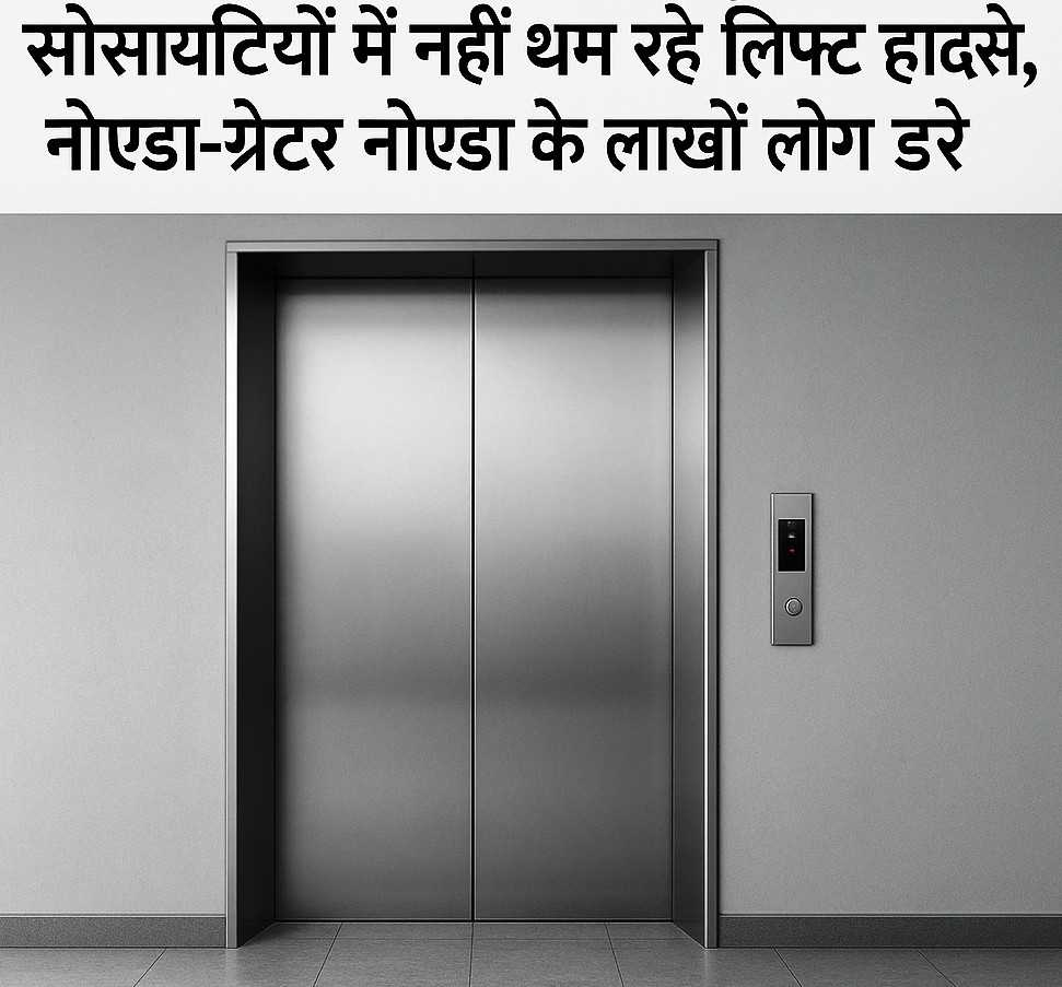ग्रेनो वेस्ट की आस्था ग्रीन्स सोसायटी में लिफ्ट में फंसे कई लोग रेस्क्यू में लगा आधा घंटा