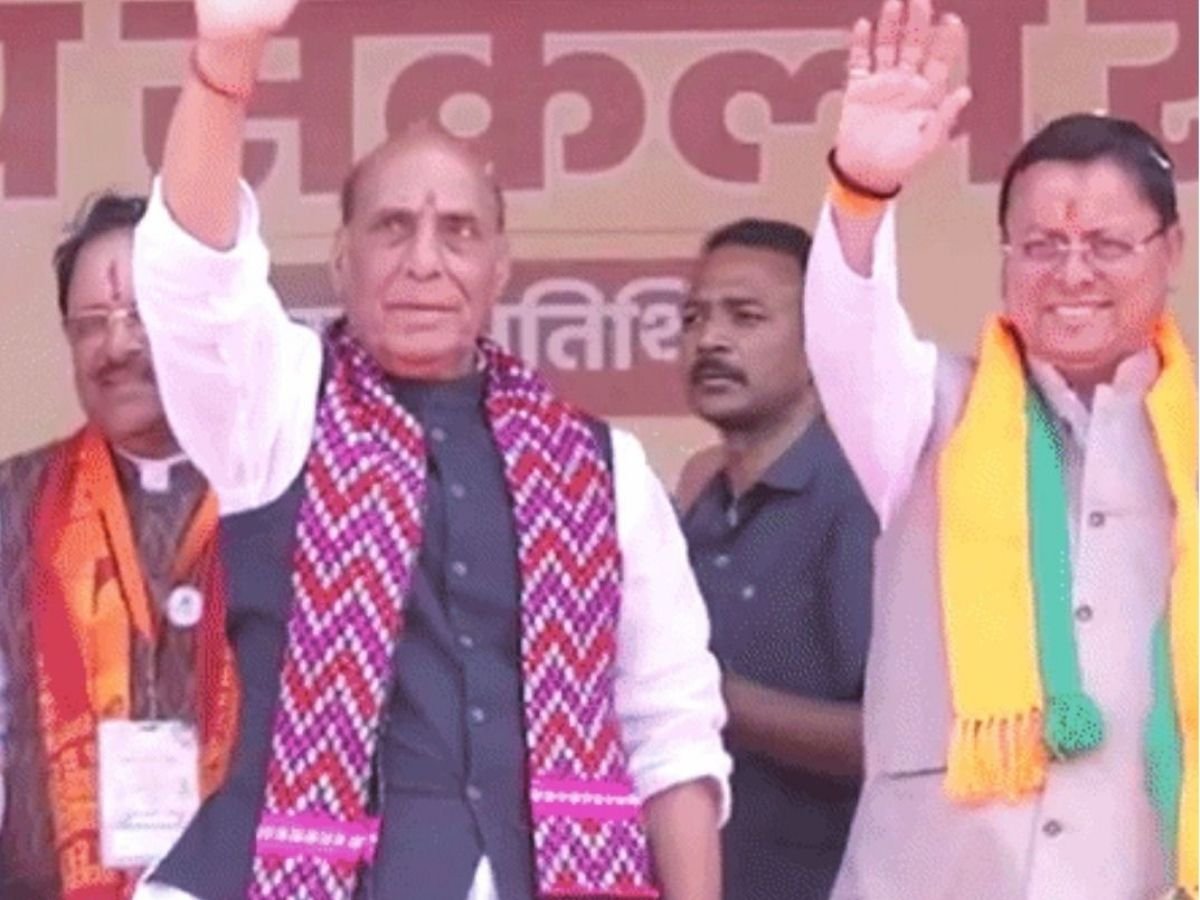 हल्द्वानी में bjp का शक्ति प्रदर्शन रक्षा मंत्री ने cm को कहा धाकड़ धामी