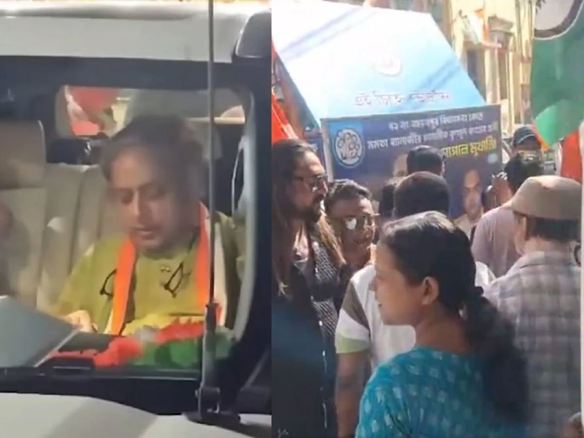 शशि थरूर के काफिले पर हमला कांग्रेस उम्मीदवार से धक्कामुक्की