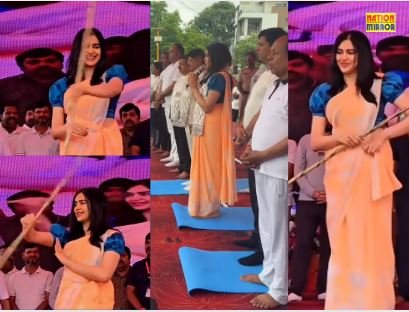 adah sharma yoga day 2025 अदा ने इंदौर में दुर्गा स्तुति सुनाकर जीता दिल वीडियो हुआ वायरल