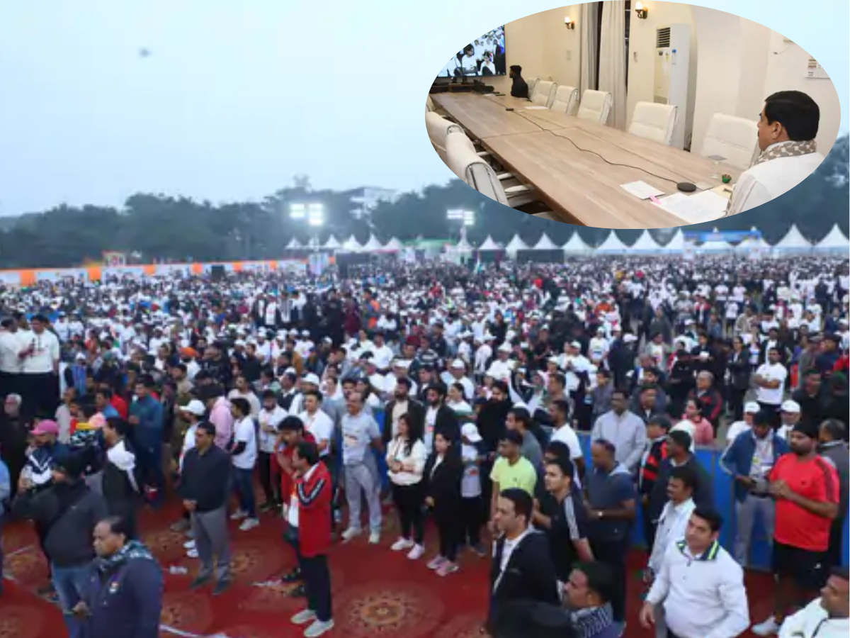 one indore run indore  cm मोहन यादव ने वन इंदौर-रन इंदौर मैराथन का वर्चुअली शुभारंभ किया