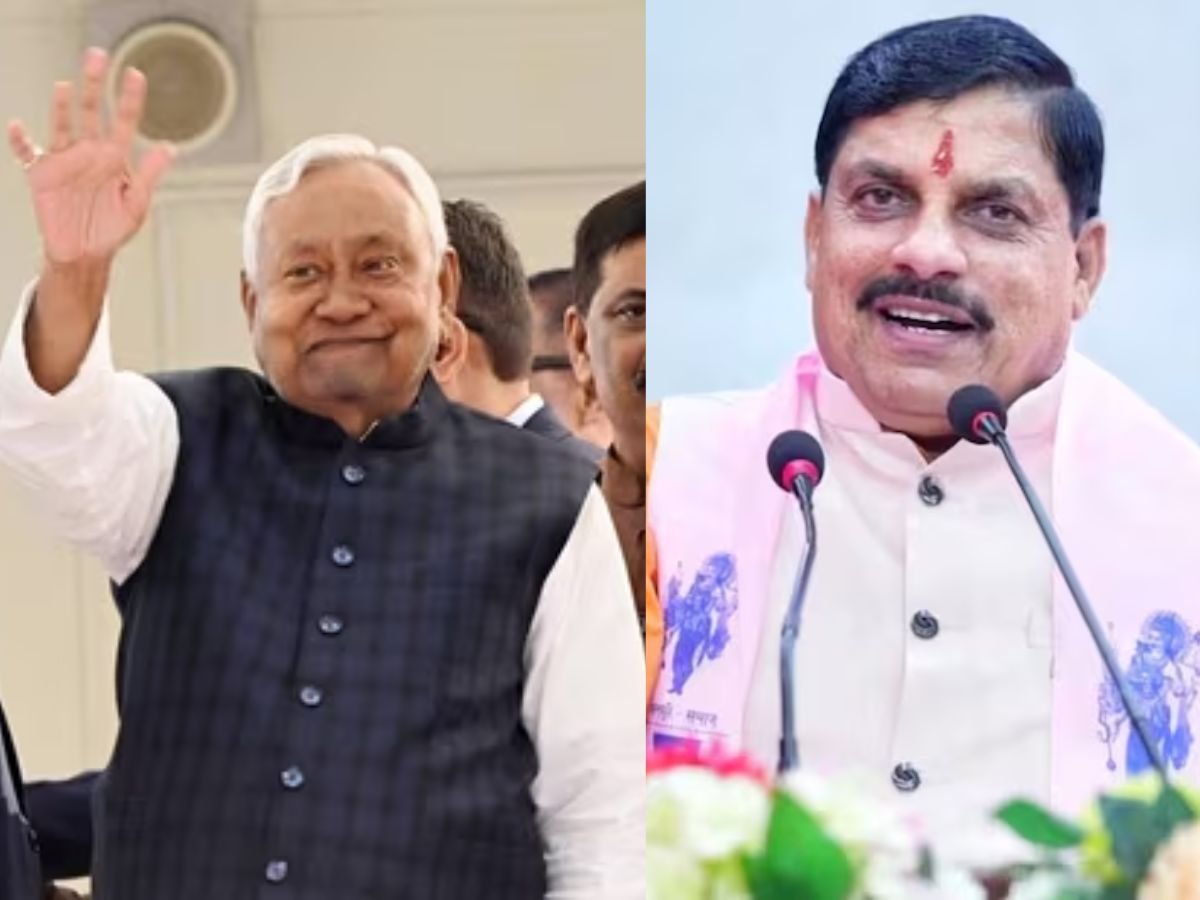 cm mohan arrives in bihar  mp सीएम मोहन यादव बिहार पहुंचेनीतीश कुमार ने ली सीएम पद की शपथ