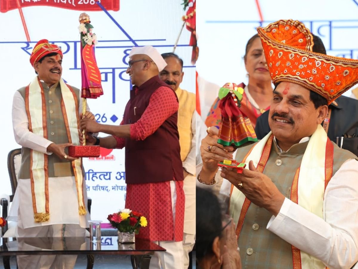 cm निवास में आयोजित हुआ गुड़ी पड़वा कार्यक्रमcm डॉ मोहन को भेंट की पारंपरिक गुड़ी