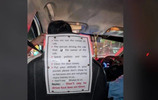 "do not call me bhaiya" cab drivers six rules for passengers spark online debate