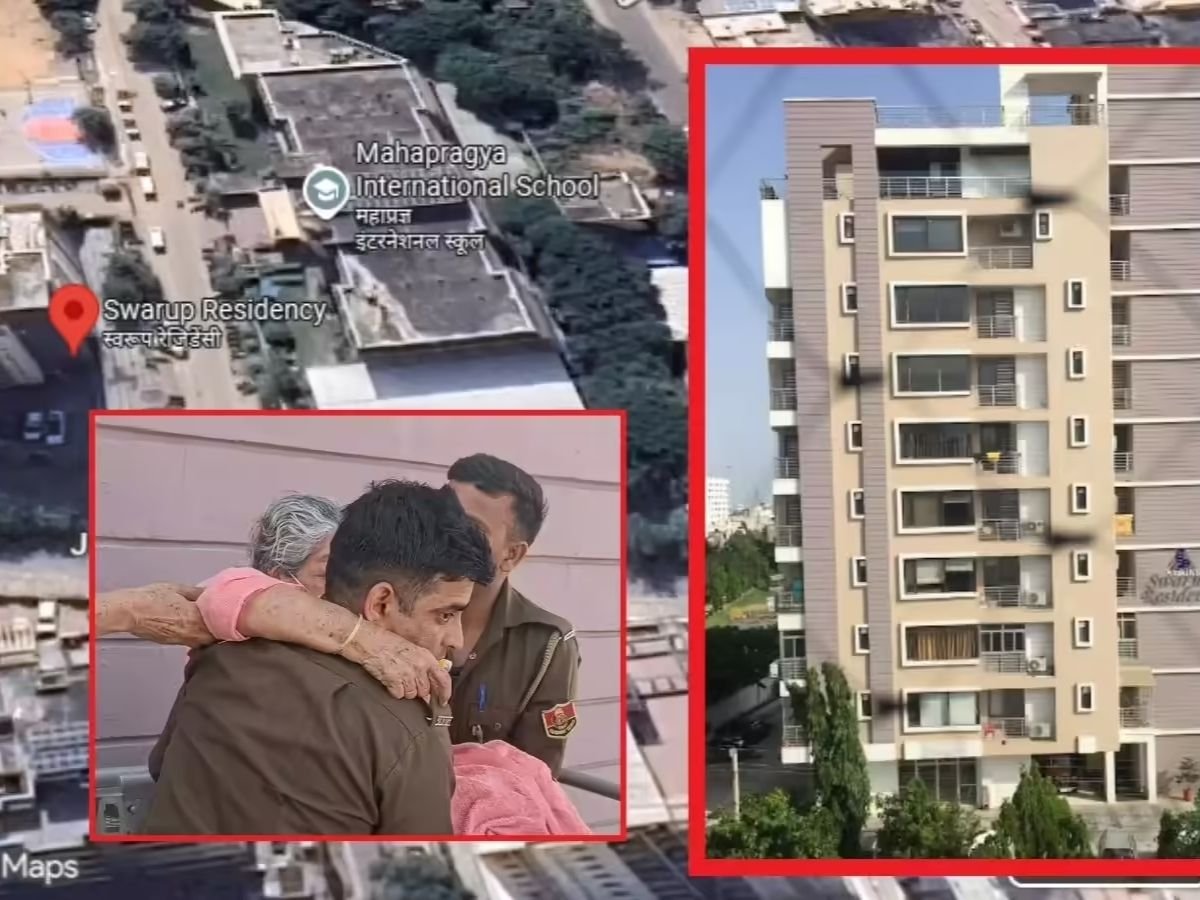 जयपुर में 10 मंजिला अपार्टमेंट में आग हाइड्रोलिक क्रेन से रेस्क्यू