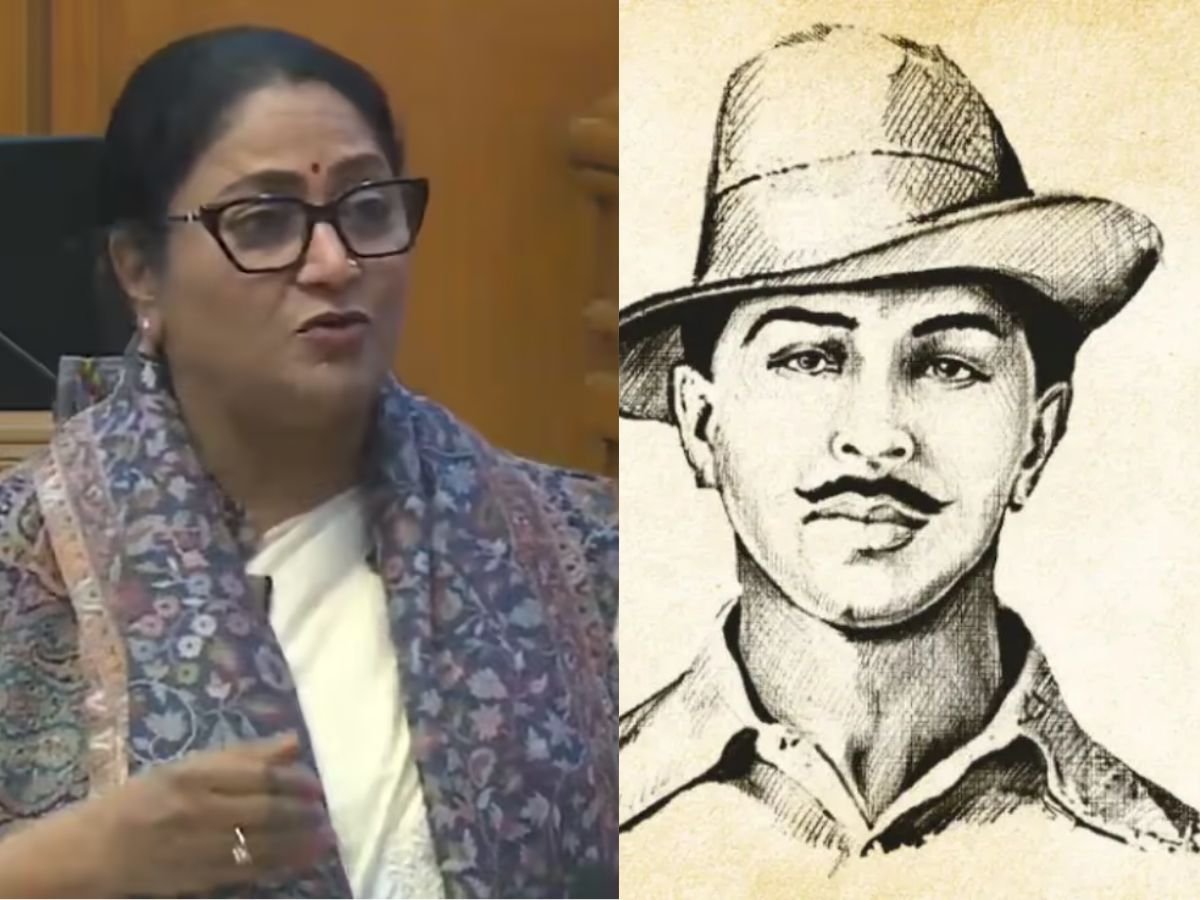 भगत सिंंह ने कांग्रेस सरकार के खिलाफ बम फेंकाये क्या बोल गई cm रेखा गुप्ता