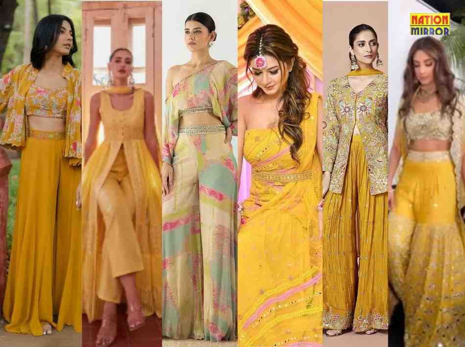 designer dresses for haldi छोड़े बोरिंग लुक ट्राई करें ये यूनिक और स्टाइलिश डिजाइनर लुक्स
