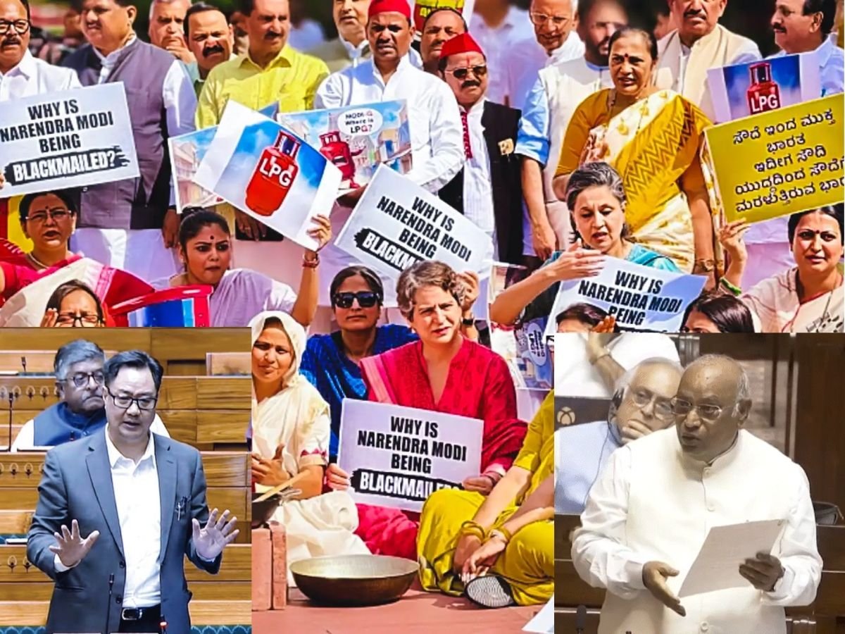 संसद में lpg सिलेंडर को लेकर हंगामा रिजिजू बोले - विपक्ष आपदा में राजनीति कर रही