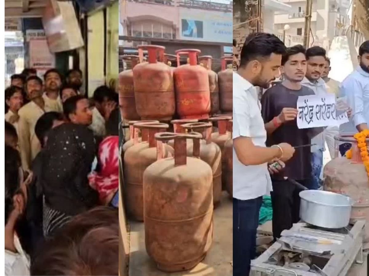 काशी में नाले की गैस से चाय सपा का प्रदर्शन एजेंसियों के बाहर लगी लाइन