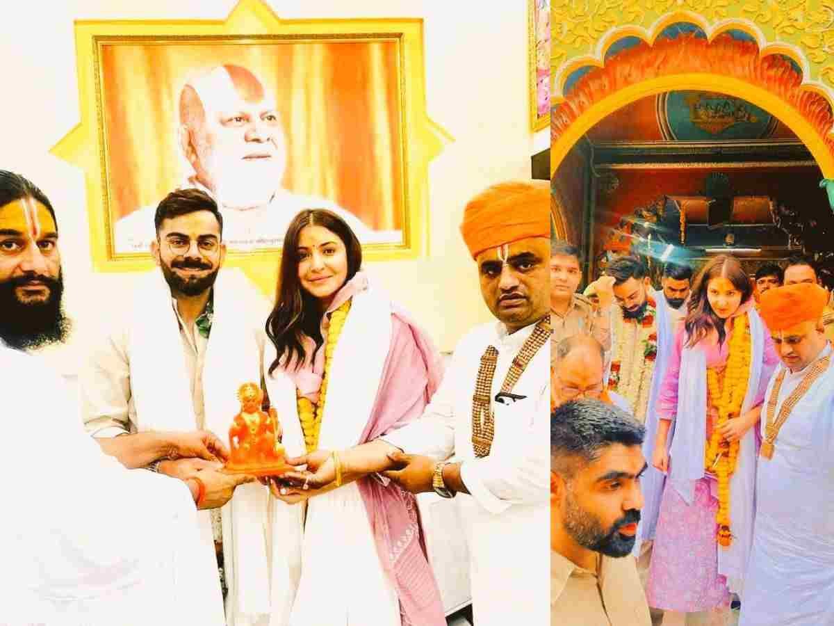virat-anushka in ayodhya गले में माला माथे पर त्रिपुंड…रामनगरी पहुंचे विराट-अनुष्का