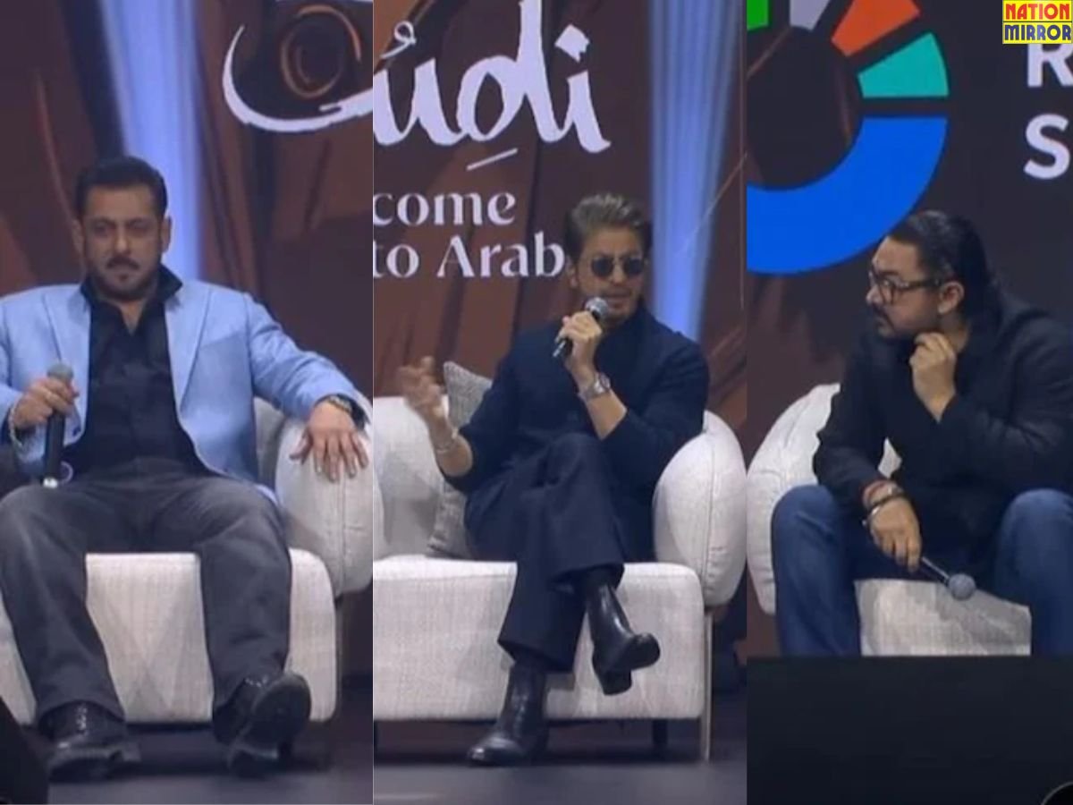 three khans riyadh शाहरुख की हाजिरजवाबी ने जीता दिल वीडियो सोशल मीडिया पर हो रहा वायरल