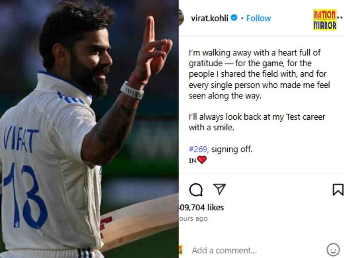 virat test retirement 269 meaning किंग कोहली ने रिटायरमेंट पोस्ट में लिखा 269 जानिए इस नंबर के पीछे की कहानी