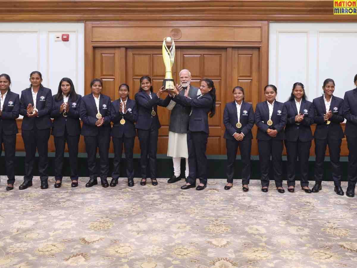 womens blind team meet pm modi वर्ल्ड चैंपियन भारतीय विमेंस ब्लाइंड टीम से pm मोदी ने की मुलाकात