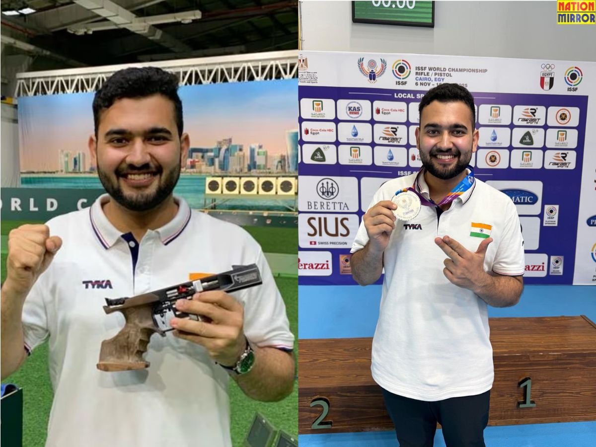 world shooting championship 2025 अनीश भानवाला ने सिल्वर मेडल जीता वहीं चेस वर्ल्ड कप में विदित गुजराती बाहर