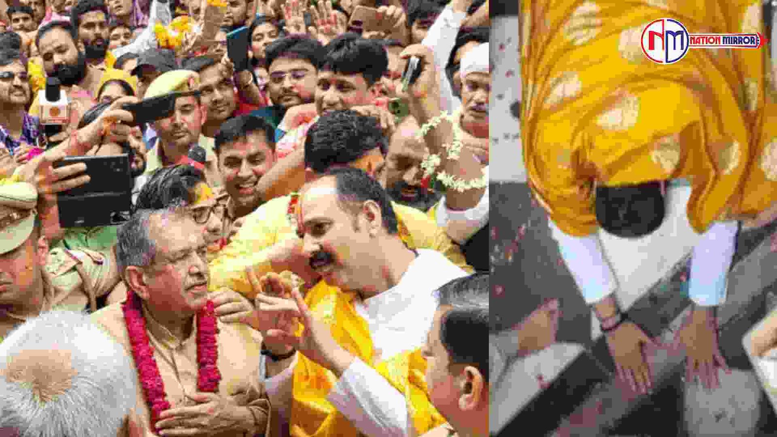 pradeep mishra कथावाचक पंडित प्रदीप मिश्रा ने राधा रानी के चरणों में नाक रगड़ी