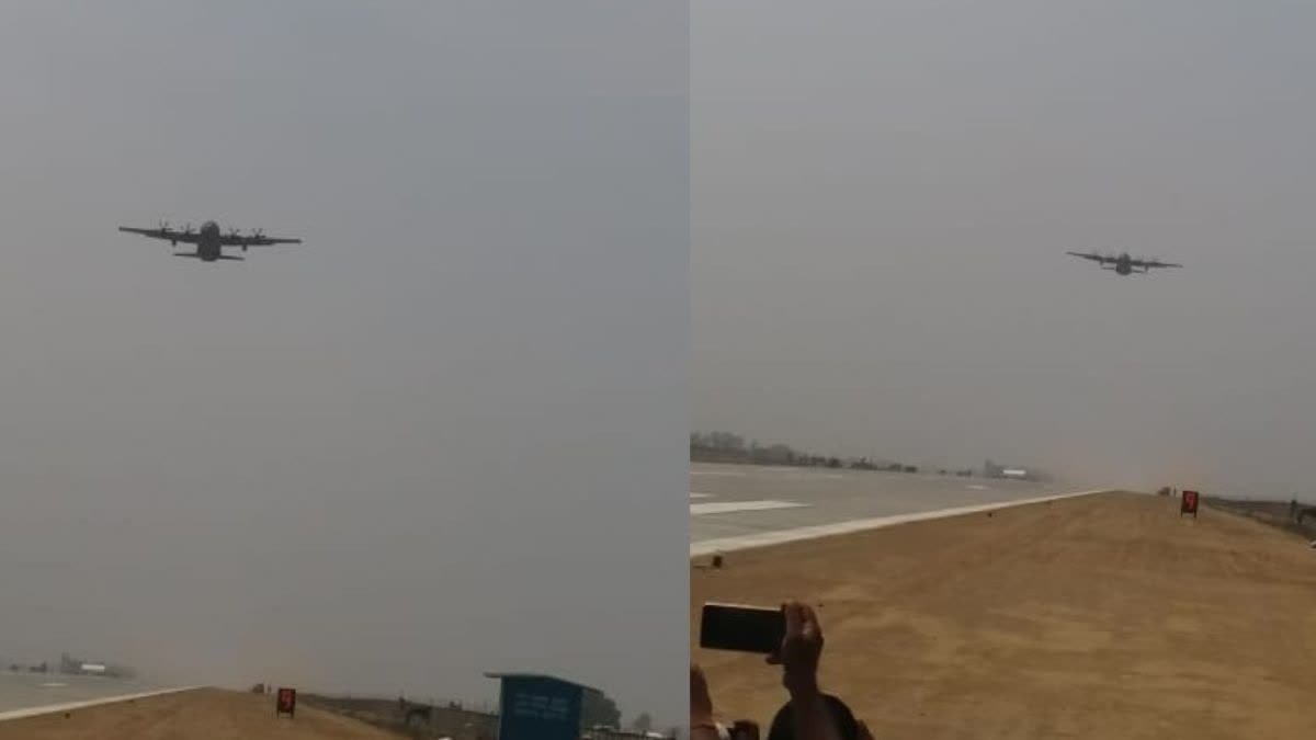 शाहजहांपुर में गंगा एक्सप्रेसवे पर लड़ाकू विमान  मिराज सुखोई जगुआर और राफेल ने भरी उड़ान