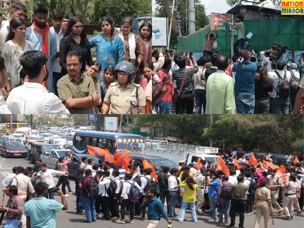 छात्राओं की सुरक्षा को लेकर एबीवीपी का उग्र प्रदर्शन बेहोश हुआ छात्र