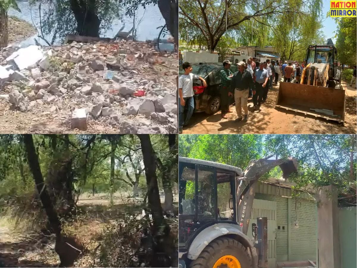 बड़ा तालाब में कब्जे को हटाने की कार्रवाई जारीअवैध कब्जे पर चल रही jcb
