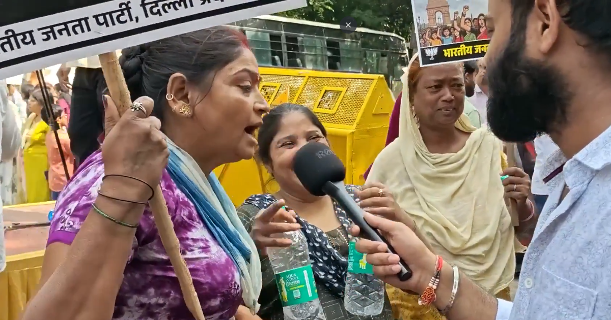 women at bjp protest allegedly demand modis resignation