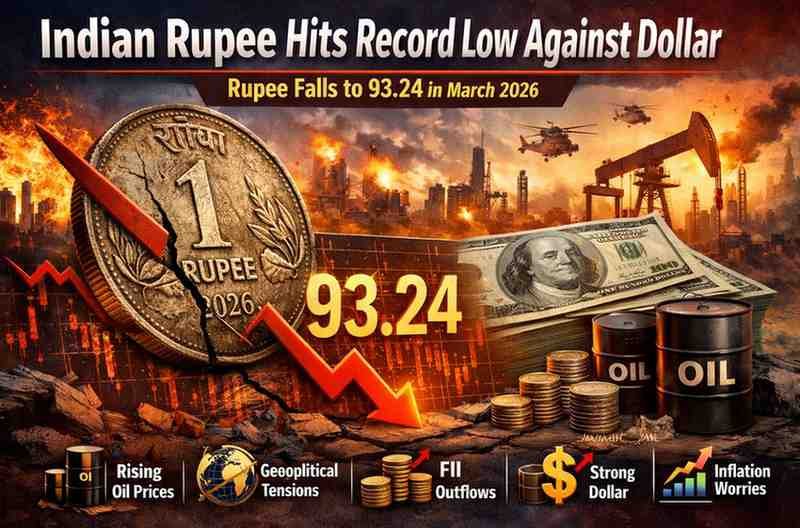 indian rupee hits record low against dollar