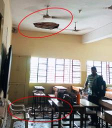 केंद्रीय विद्यालय के क्लासरूम में गिरा छत का प्लास्टर, एक छात्र गंभीर घायल — स्कूल प्रशासन ने दबाने की कोशिश की!