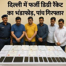 दिल्ली में फर्जी डिग्री रैकेट का भंडाफोड़, पांच गिरफ्तार – 5,000 से ज्यादा नकली दस्तावेज बरामद