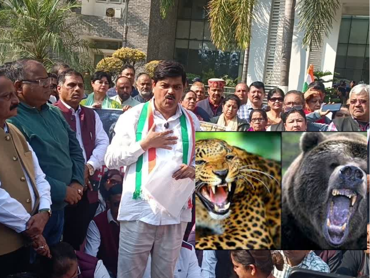 Bearleopard Attack : देहरादून में कांग्रेस ने वन विभाग मुख्यालय को घेरा