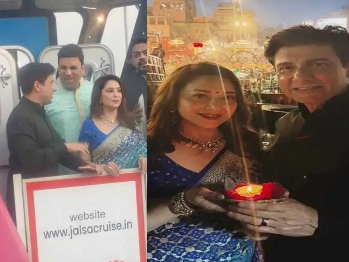 माधुरी दीक्षित ने किए बाबा विश्वनाथ के दर्शन, की गंगा की सैर