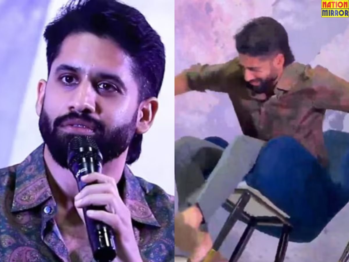 Naga Chaitanya Falls Off Chair: स्टेज पर धड़ाम से गिरे साउथ एक्टर नागा चैतन्य, वीडियो वायरल...