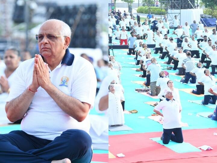 CM Bhupendra Patel Yoga: अंतरराष्ट्रीय योग दिवस पर साबरमती रिवरफ्रंट में उमड़ा जनसैलाब, CM भूपेंद्र पटेल ने की अगुवाई
