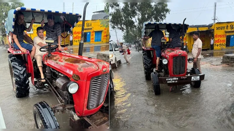 Rajasthan rain havoc 2025: बारिश का कहर...राजस्थान में ट्रैक्टर से हालात का जायजा लेने निकले SP- कलेक्टर
