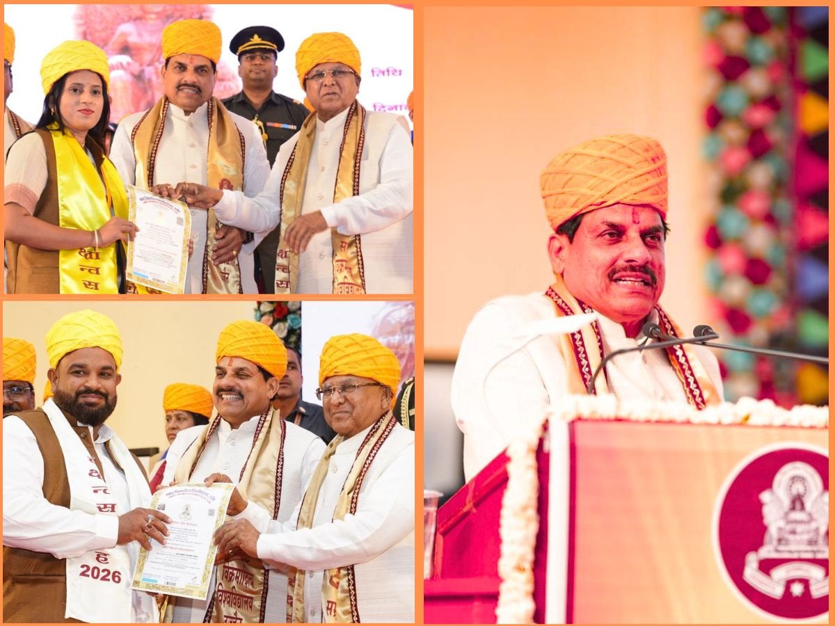 दीक्षांत समारोह में पहुंचे CM डॉ मोहन और राज्यपाल मंगुभाई,दी 662.46 करोड़ की सौगात