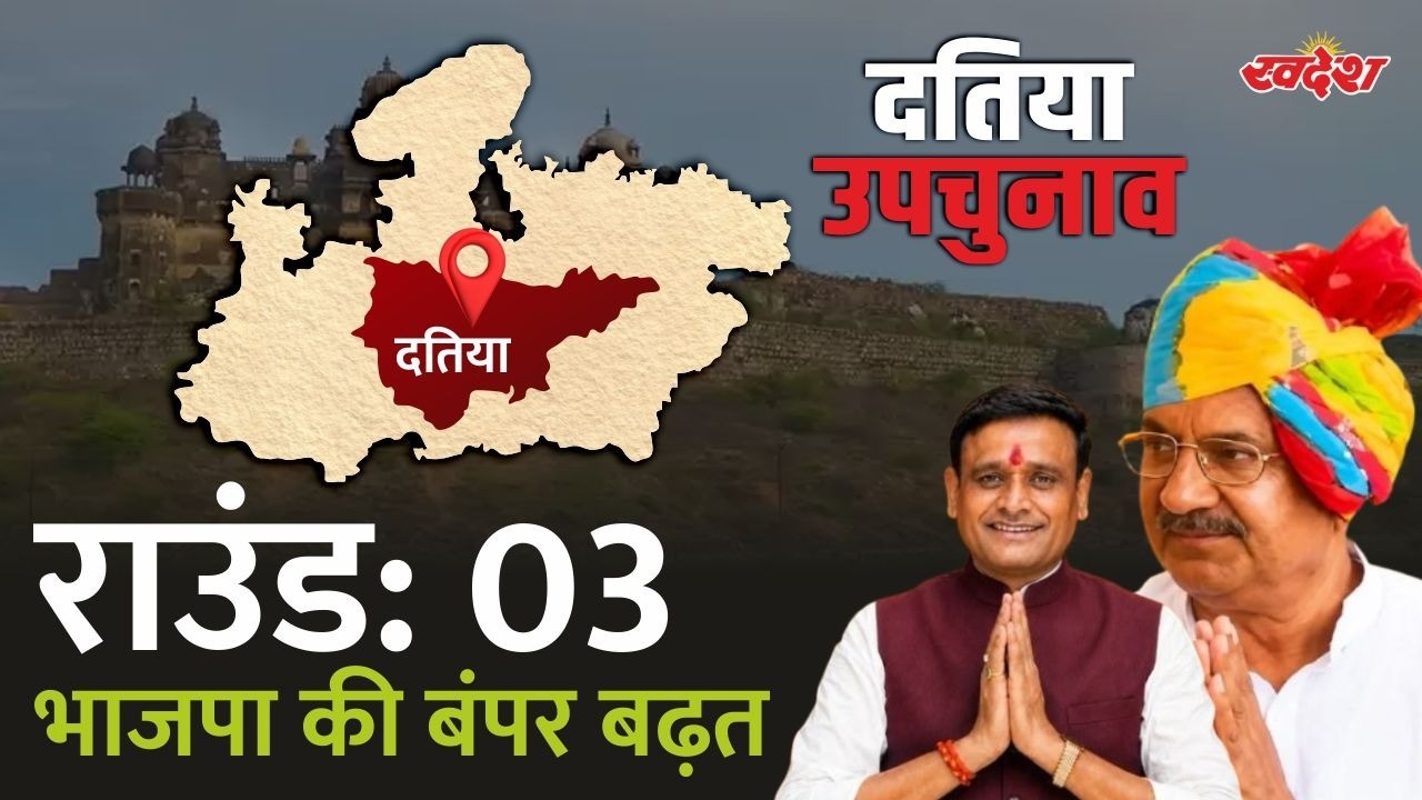Datia By Election Result LIVE : दतिया उपचुनाव तीसरे राउंड में BJP की बंपर बढ़त