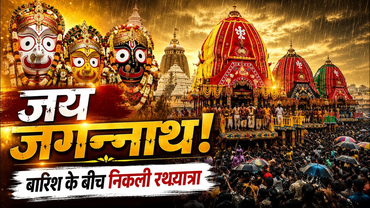 पुरी रथयात्रा 2026: तेज बारिश के बीच रथों पर विराजे भगवान जगन्नाथ | अहमदाबाद में भी भव्य यात्रा